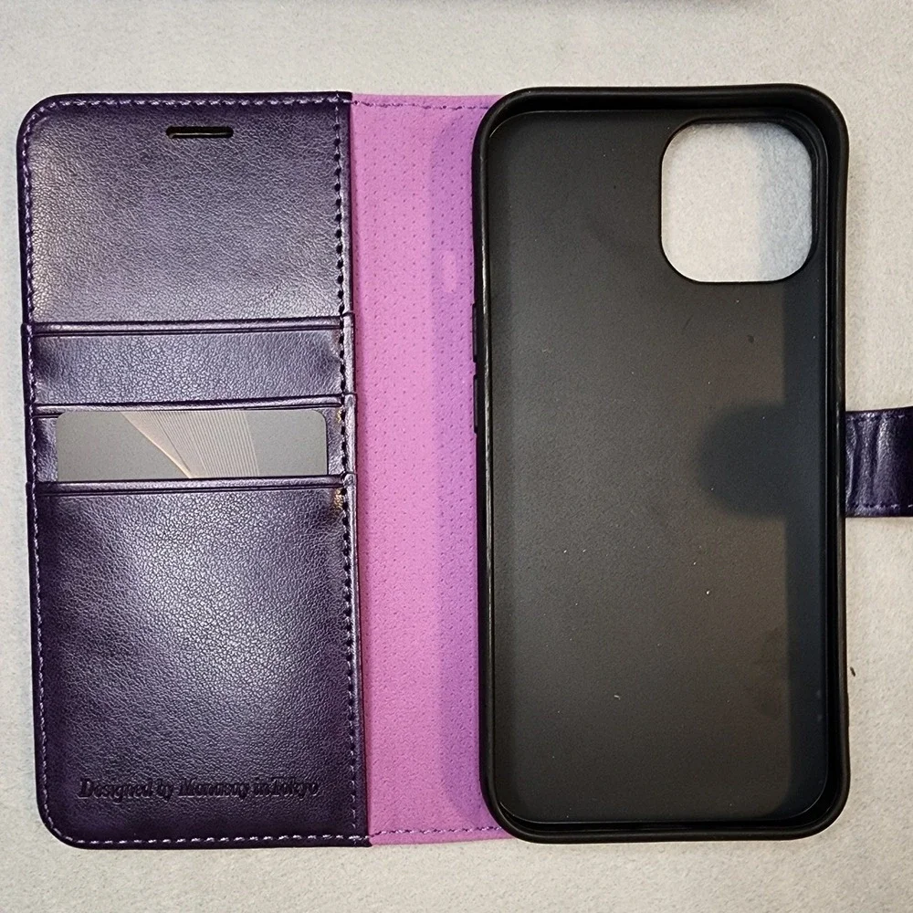 Monasay Wallet Case iPhone 14 6.1 Purple New RFID Blocking Folio Flip Cover